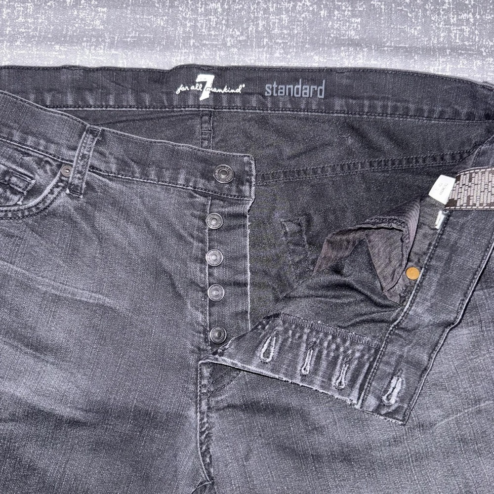 7 For All Mankind Standard Jeans Mens 38x30 Gray Denim Straight Leg Charcoal - Picture 9 of 11